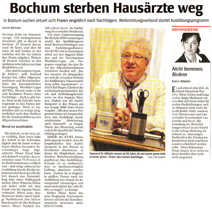 Presse: Bochum sterben die Hausärzte weg